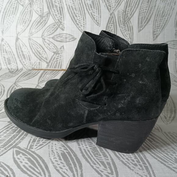 Born Lace Up Suede Boots Distressed Black Western Boho - Picture 7 of 8